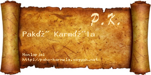 Pakó Karméla névjegykártya